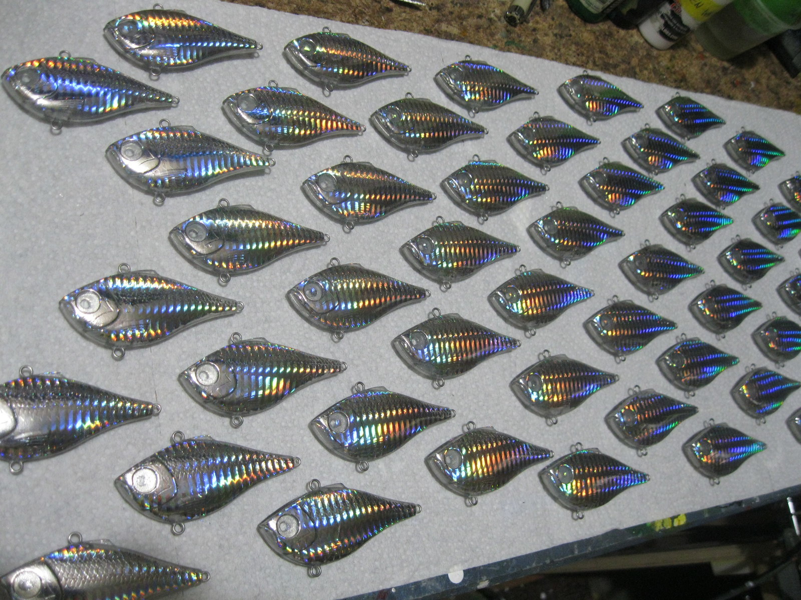 Holographic foil on some lipless blanks. - Hard Baits